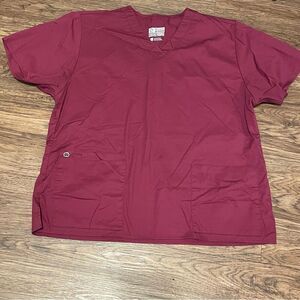 Wonder Work Burgundy Scrub Top XL